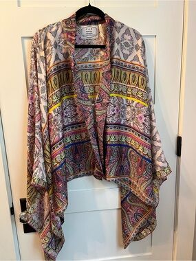 KAS New York Anthropologie Bahia Silky Paisley Kimono EUC M/L